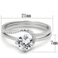 MATS336 - Rhodium 925 Sterling Silver Ring with AAA Grade CZ  in Clear