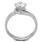 MATS336 - Rhodium 925 Sterling Silver Ring with AAA Grade CZ  in Clear