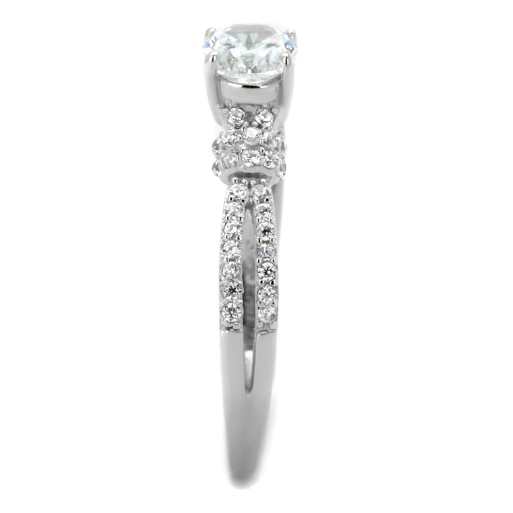 MATS337 - Rhodium 925 Sterling Silver Ring with AAA Grade CZ  in Clear