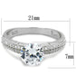 MATS338 - Rhodium 925 Sterling Silver Ring with AAA Grade CZ  in Clear