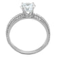 MATS338 - Rhodium 925 Sterling Silver Ring with AAA Grade CZ  in Clear