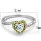 MATS339 - Reverse Two-Tone 925 Sterling Silver Ring with AAA Grade CZ  in Clear