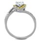 MATS339 - Reverse Two-Tone 925 Sterling Silver Ring with AAA Grade CZ  in Clear