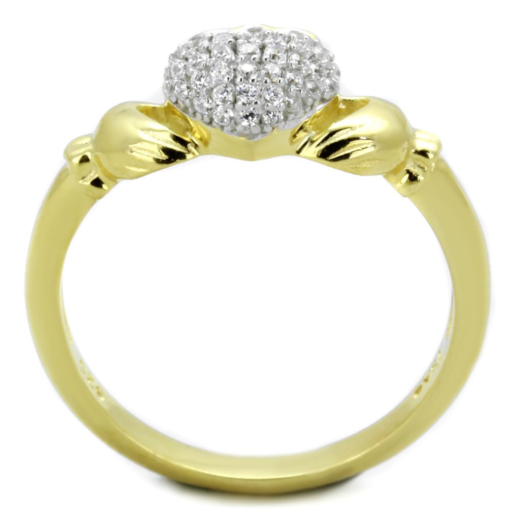 MATS342 - Gold+Rhodium 925 Sterling Silver Ring with AAA Grade CZ  in Clear