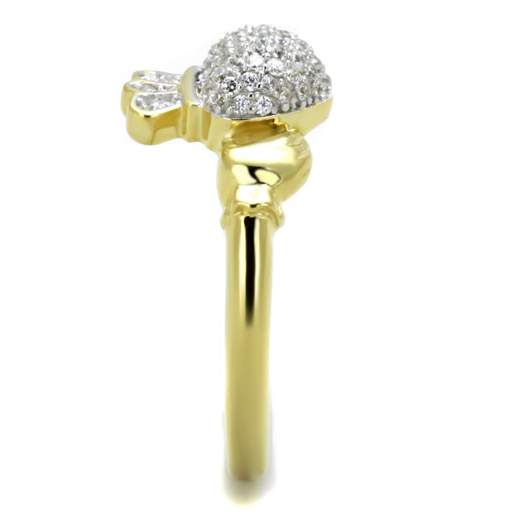MATS342 - Gold+Rhodium 925 Sterling Silver Ring with AAA Grade CZ  in Clear