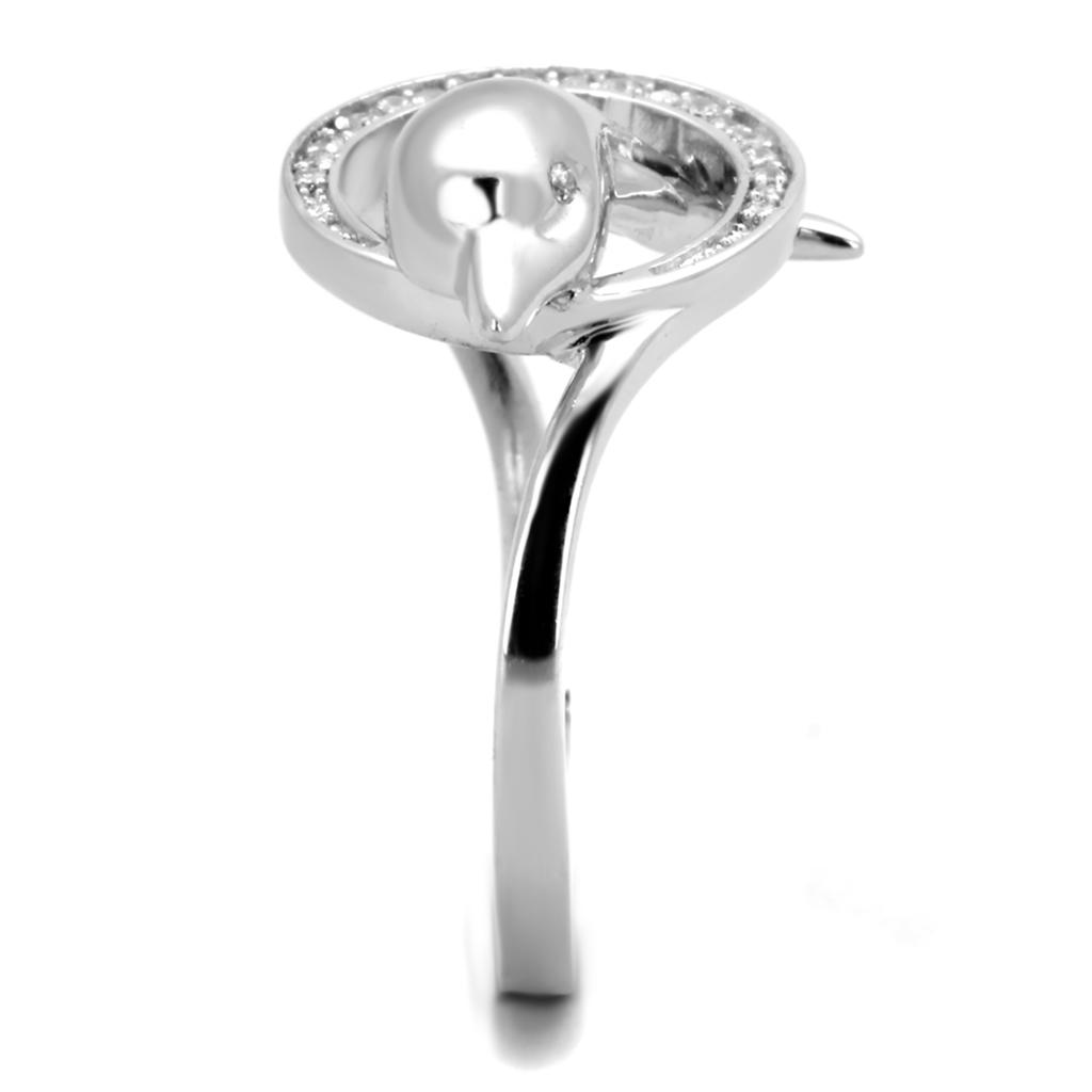 MATS343 - Rhodium 925 Sterling Silver Ring with AAA Grade CZ  in Clear