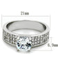 MATS345 - Rhodium 925 Sterling Silver Ring with AAA Grade CZ  in Clear