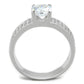 MATS345 - Rhodium 925 Sterling Silver Ring with AAA Grade CZ  in Clear