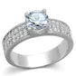 MATS345 - Rhodium 925 Sterling Silver Ring with AAA Grade CZ  in Clear