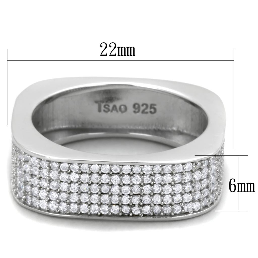 MATS346 - Rhodium 925 Sterling Silver Ring with AAA Grade CZ  in Clear