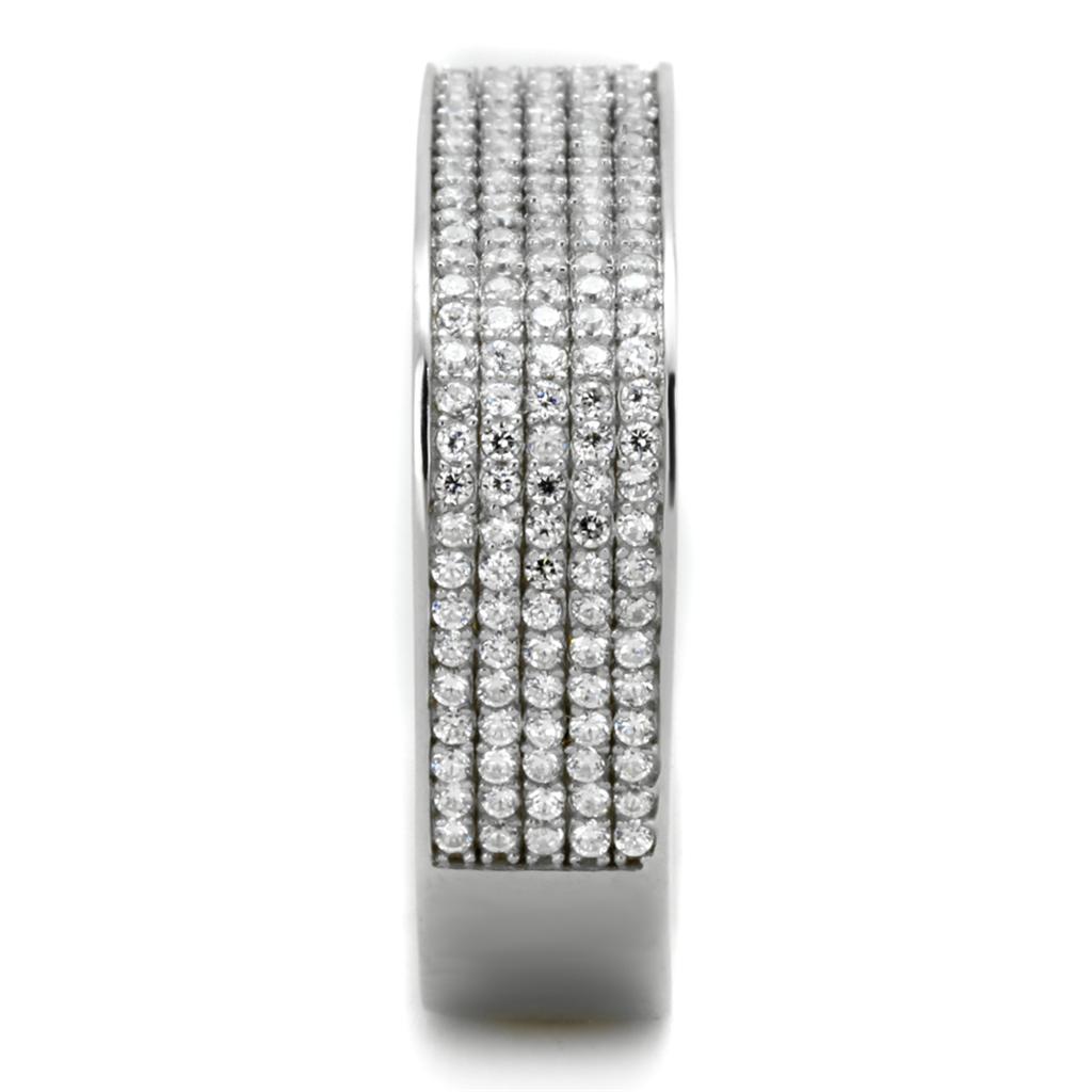 MATS346 - Rhodium 925 Sterling Silver Ring with AAA Grade CZ  in Clear