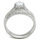 MATS348 - Rhodium 925 Sterling Silver Ring with AAA Grade CZ  in Clear