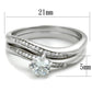 MATS349 - Rhodium 925 Sterling Silver Ring with AAA Grade CZ  in Clear