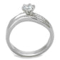 MATS349 - Rhodium 925 Sterling Silver Ring with AAA Grade CZ  in Clear