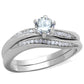 MATS349 - Rhodium 925 Sterling Silver Ring with AAA Grade CZ  in Clear