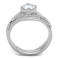MATS350 - Rhodium 925 Sterling Silver Ring with AAA Grade CZ  in Clear