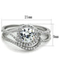 MATS351 - Rhodium 925 Sterling Silver Ring with AAA Grade CZ  in Clear