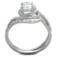 MATS351 - Rhodium 925 Sterling Silver Ring with AAA Grade CZ  in Clear