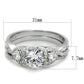 MATS352 - Rhodium 925 Sterling Silver Ring with AAA Grade CZ  in Clear