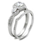 MATS352 - Rhodium 925 Sterling Silver Ring with AAA Grade CZ  in Clear