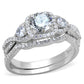 MATS352 - Rhodium 925 Sterling Silver Ring with AAA Grade CZ  in Clear