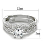 MATS353 - Rhodium 925 Sterling Silver Ring with AAA Grade CZ  in Clear