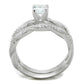MATS353 - Rhodium 925 Sterling Silver Ring with AAA Grade CZ  in Clear