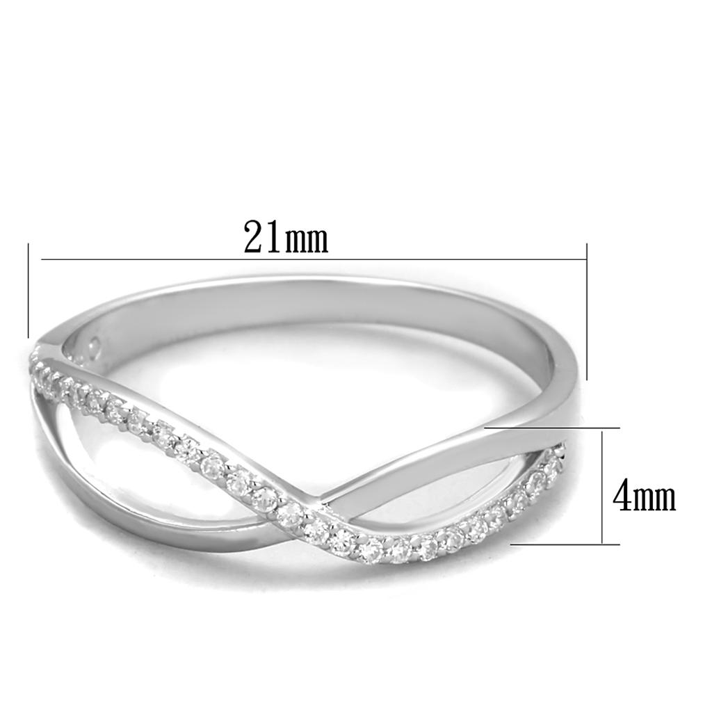 MATS355 - Rhodium 925 Sterling Silver Ring with AAA Grade CZ  in Clear