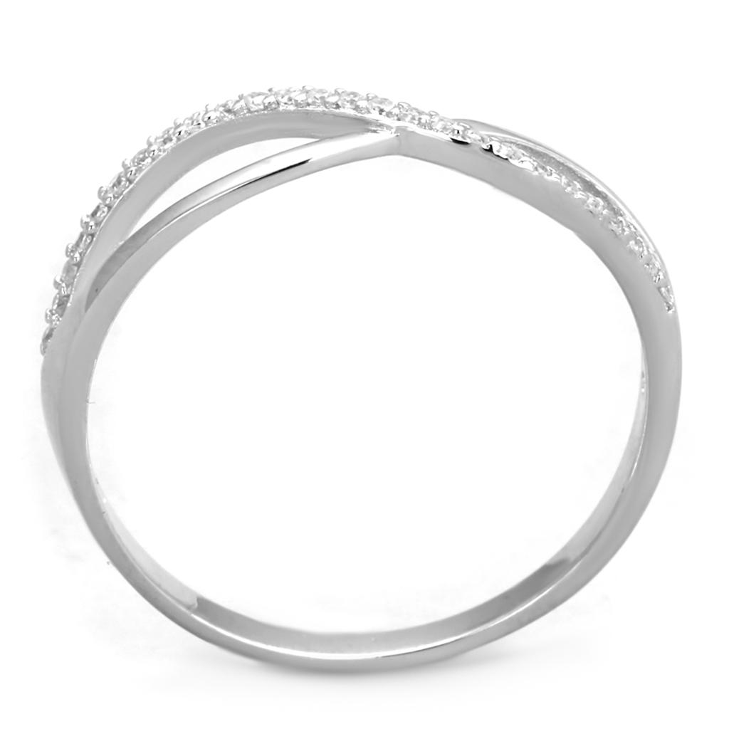 MATS355 - Rhodium 925 Sterling Silver Ring with AAA Grade CZ  in Clear