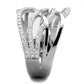 MATS357 - Rhodium 925 Sterling Silver Ring with AAA Grade CZ  in Clear