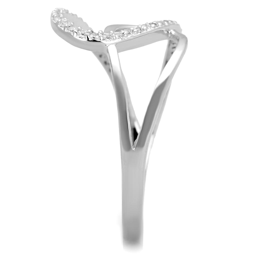 MATS358 - Rhodium 925 Sterling Silver Ring with AAA Grade CZ  in Clear