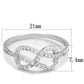 MATS360 - Rhodium 925 Sterling Silver Ring with AAA Grade CZ  in Clear