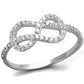 MATS360 - Rhodium 925 Sterling Silver Ring with AAA Grade CZ  in Clear