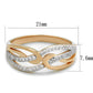 MATS361 - Rose Gold + Rhodium 925 Sterling Silver Ring with AAA Grade CZ  in Clear