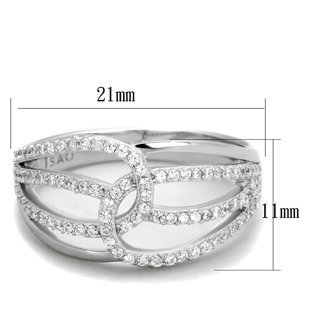 MATS363 - Rhodium 925 Sterling Silver Ring with AAA Grade CZ  in Clear
