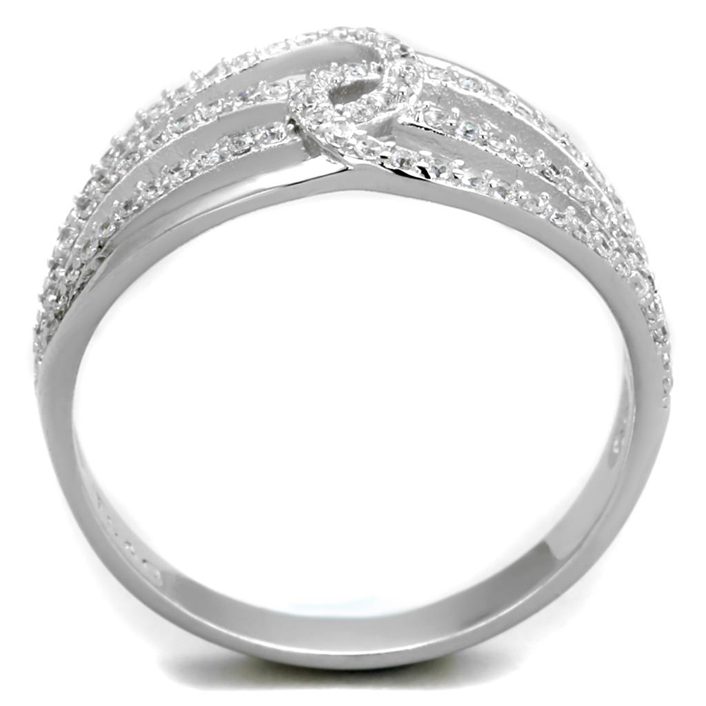 MATS363 - Rhodium 925 Sterling Silver Ring with AAA Grade CZ  in Clear