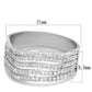 MATS364 - Rhodium 925 Sterling Silver Ring with AAA Grade CZ  in Clear