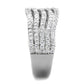 MATS364 - Rhodium 925 Sterling Silver Ring with AAA Grade CZ  in Clear