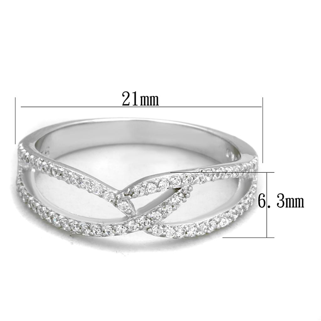 MATS365 - Rhodium 925 Sterling Silver Ring with AAA Grade CZ  in Clear