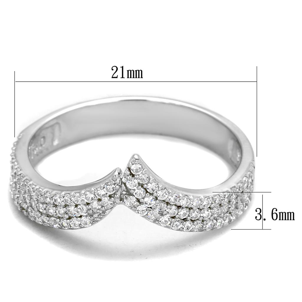 MATS366 - Rhodium 925 Sterling Silver Ring with AAA Grade CZ  in Clear