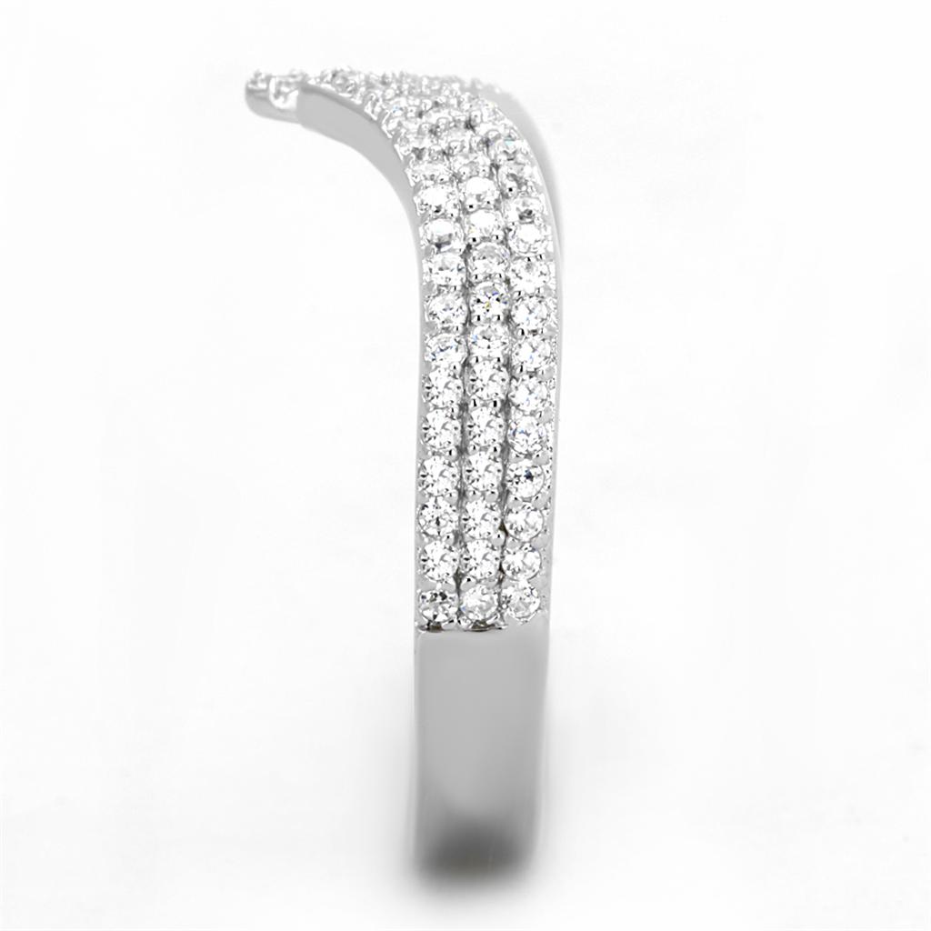 MATS366 - Rhodium 925 Sterling Silver Ring with AAA Grade CZ  in Clear