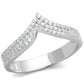 MATS366 - Rhodium 925 Sterling Silver Ring with AAA Grade CZ  in Clear