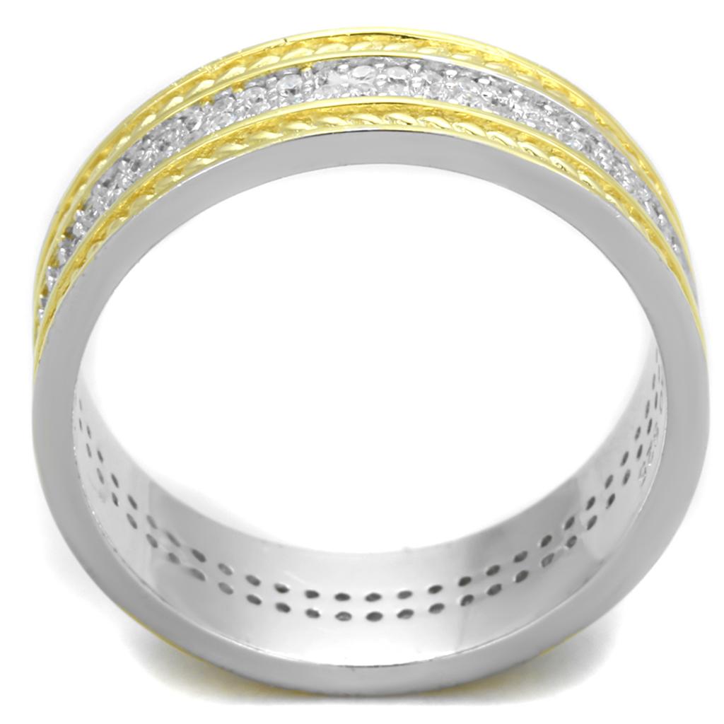 MATS369 - Reverse Two-Tone 925 Sterling Silver Ring with AAA Grade CZ  in Clear