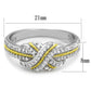 MATS370 - Reverse Two-Tone 925 Sterling Silver Ring with AAA Grade CZ  in Clear