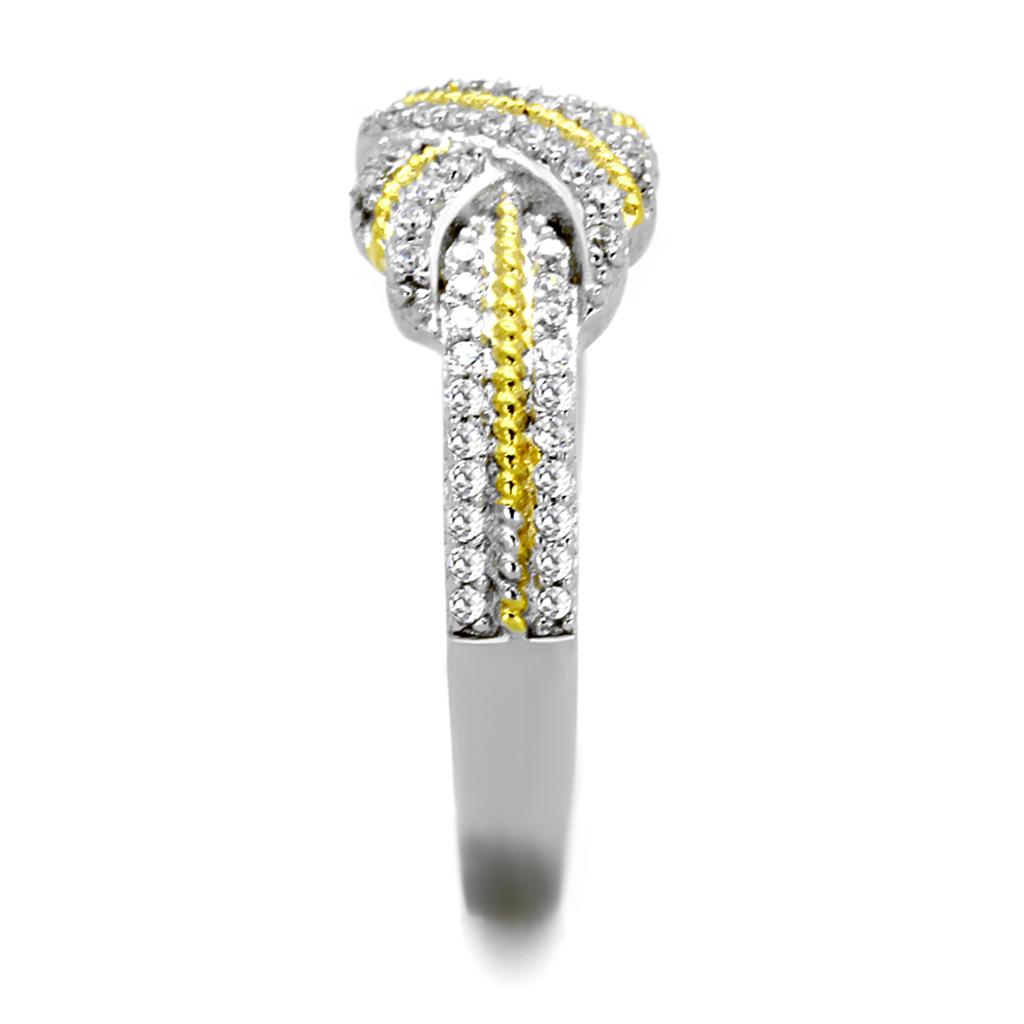 MATS370 - Reverse Two-Tone 925 Sterling Silver Ring with AAA Grade CZ  in Clear