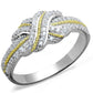 MATS370 - Reverse Two-Tone 925 Sterling Silver Ring with AAA Grade CZ  in Clear