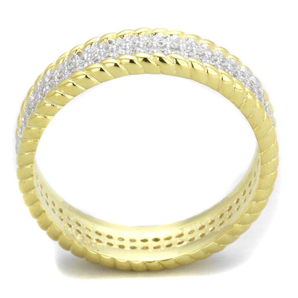 MATS371 - Gold+Rhodium 925 Sterling Silver Ring with AAA Grade CZ  in Clear