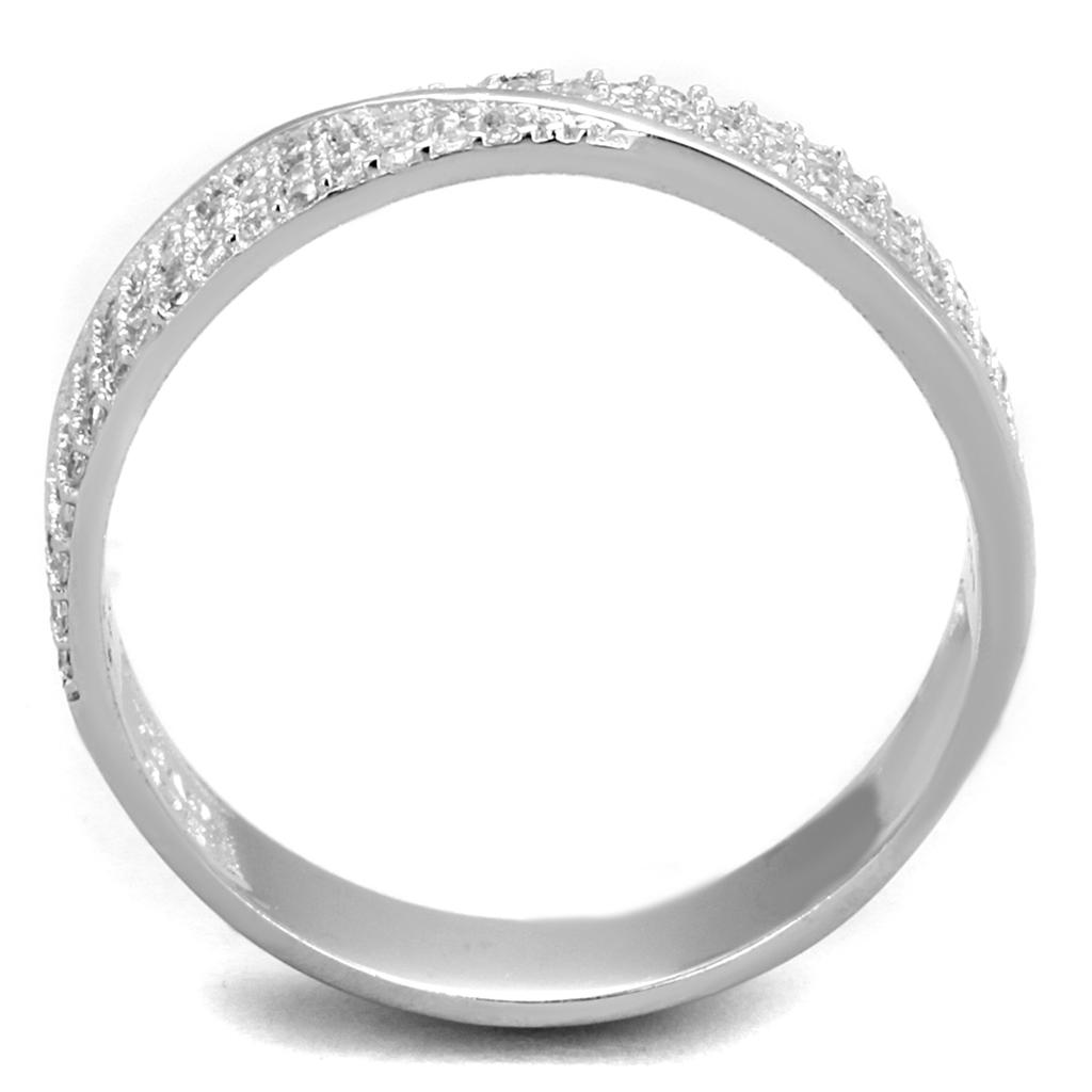 MATS373 - Rhodium 925 Sterling Silver Ring with AAA Grade CZ  in Clear