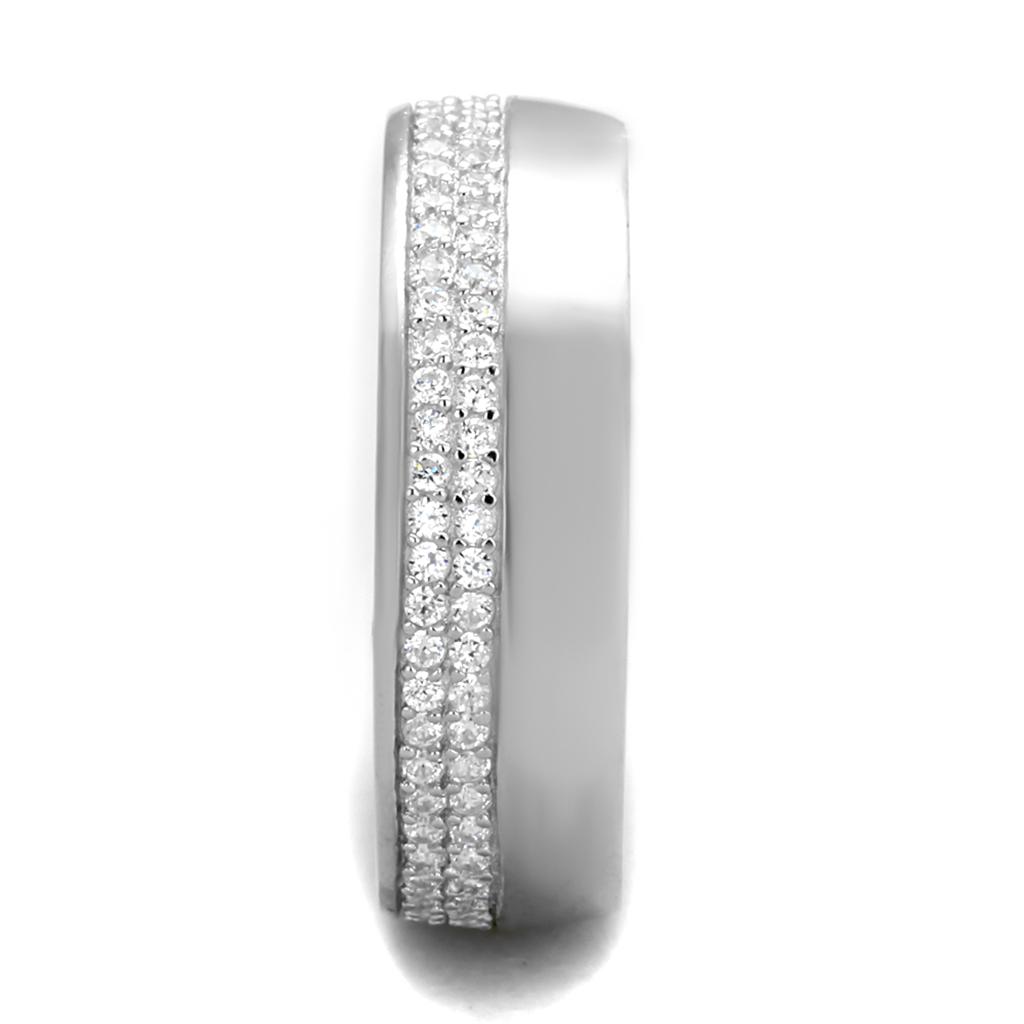 MATS375 - Rhodium 925 Sterling Silver Ring with AAA Grade CZ  in Clear