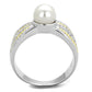 MATS377 - Reverse Two-Tone 925 Sterling Silver Ring with Synthetic Pearl in White